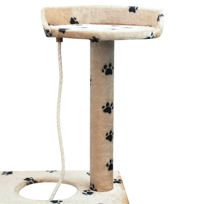 Cat scratching post with sisal scratching posts 150 cm paw prints beige