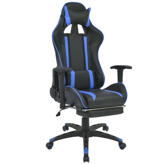 Adjustable desk/gaming chair with footrest blue