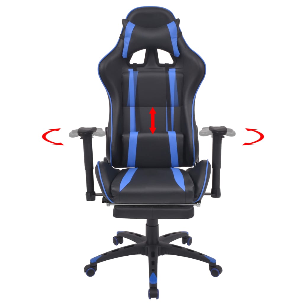 Adjustable desk/gaming chair with footrest blue