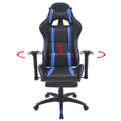 Adjustable desk/gaming chair with footrest blue