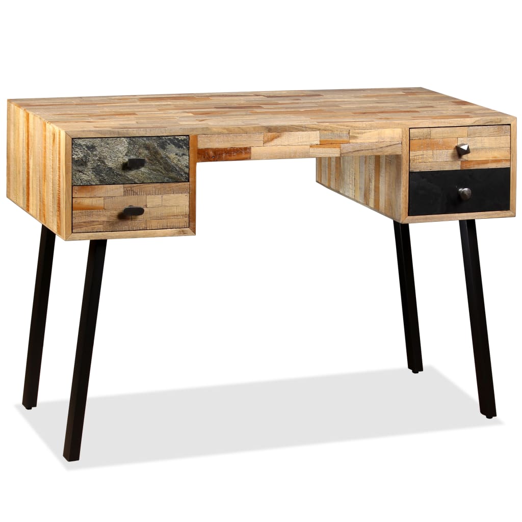 Schreibtisch 110x50x76 cm aus massivem recyceltem Teakholz