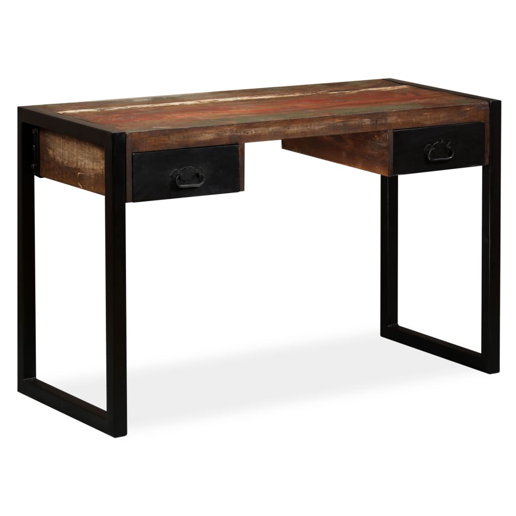 Desk with 2 drawers 120x50x76 cm solid recycled wood