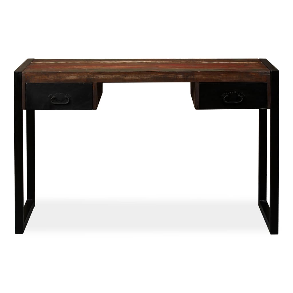 Desk with 2 drawers 120x50x76 cm solid recycled wood