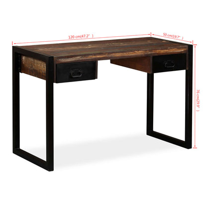 Desk with 2 drawers 120x50x76 cm solid recycled wood