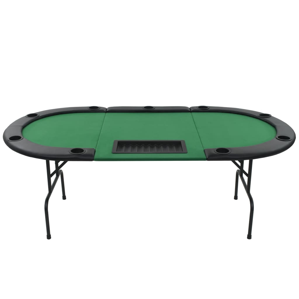 Poker table for 9 players oval 3-fold foldable green