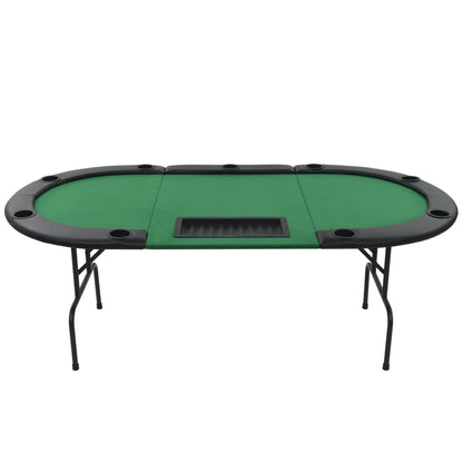 Poker table for 9 players oval 3-fold foldable green
