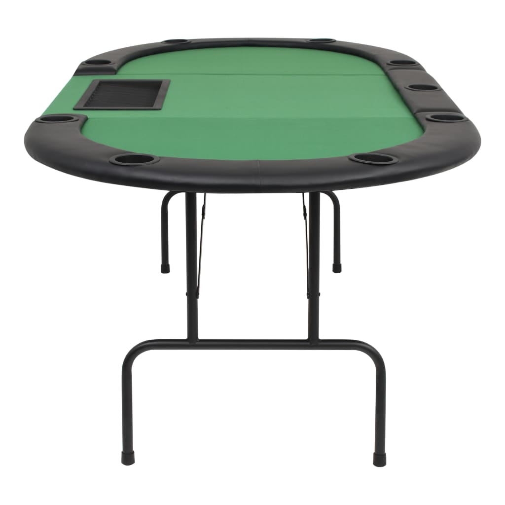 Poker table for 9 players oval 3-fold foldable green