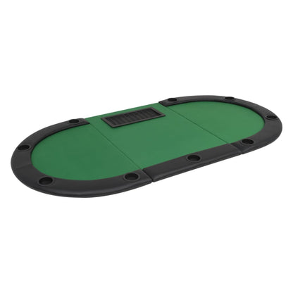 Poker table for 9 players oval 3-fold foldable green