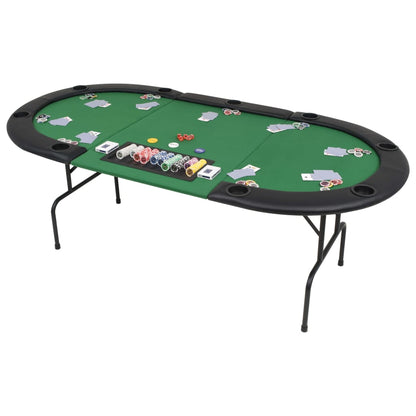 Poker table for 9 players oval 3-fold foldable green