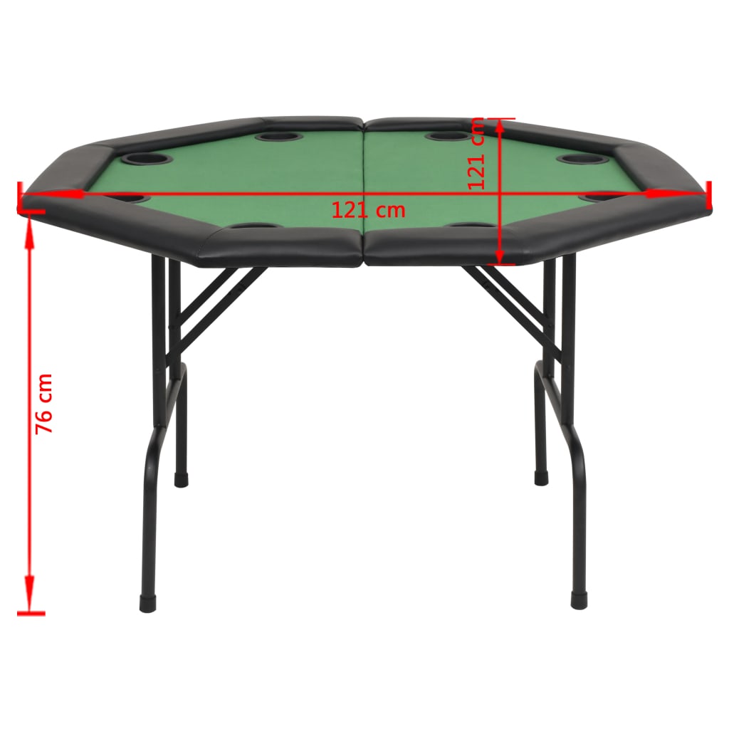 Poker table for 8 players, octagonal, 2-fold folding, green