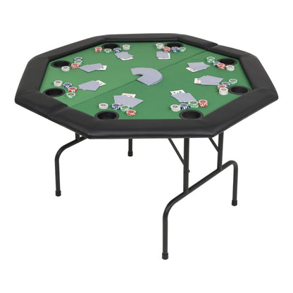 Poker table for 8 players, octagonal, 2-fold folding, green