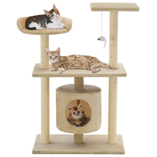 Cat scratching post with sisal scratching posts 95 cm beige