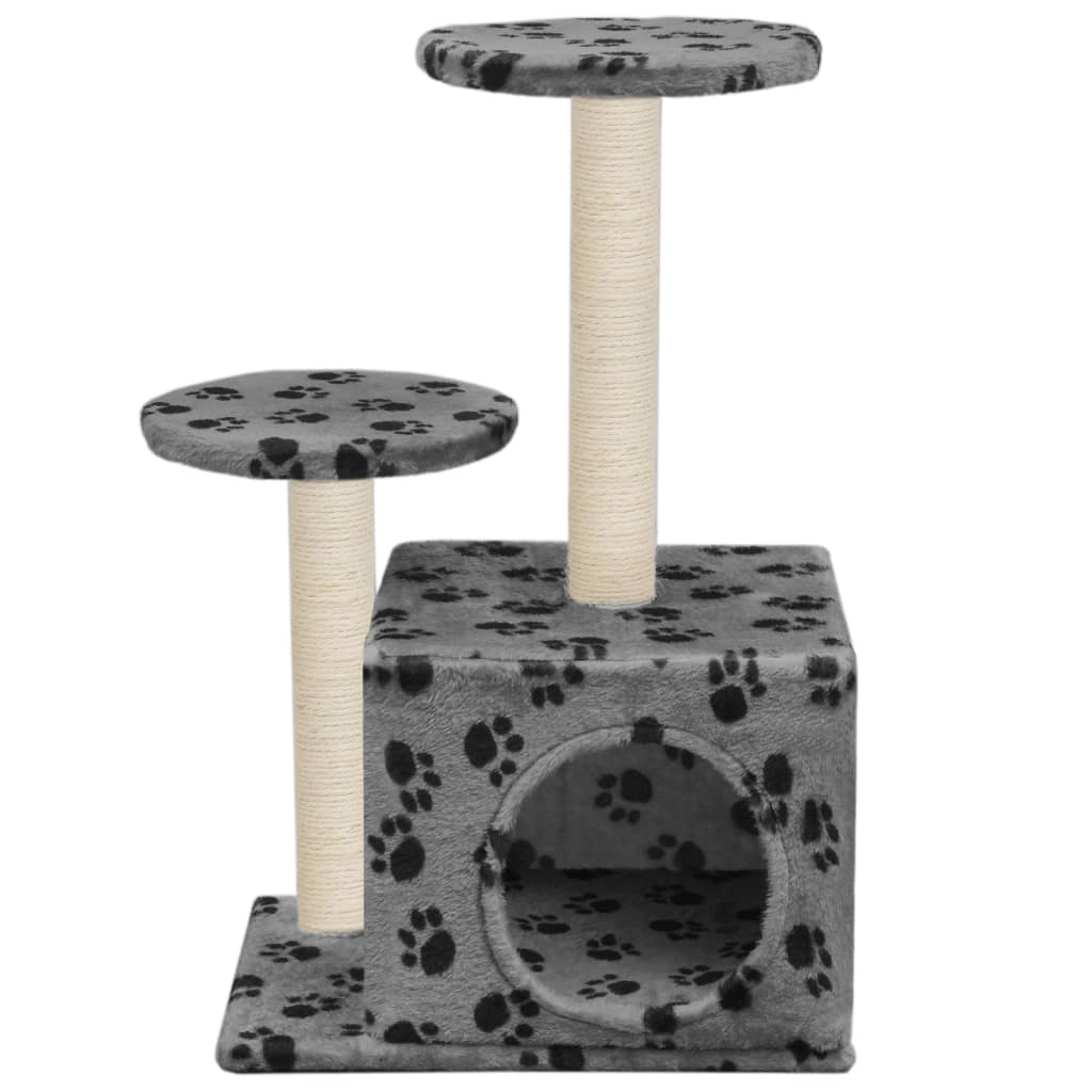 Cat scratching post with sisal scratching posts 60 cm paw prints gray
