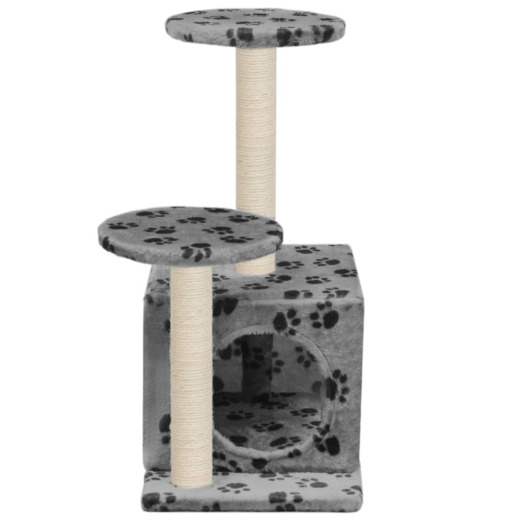 Cat scratching post with sisal scratching posts 60 cm paw prints gray