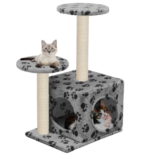 Cat scratching post with sisal scratching posts 60 cm paw prints gray