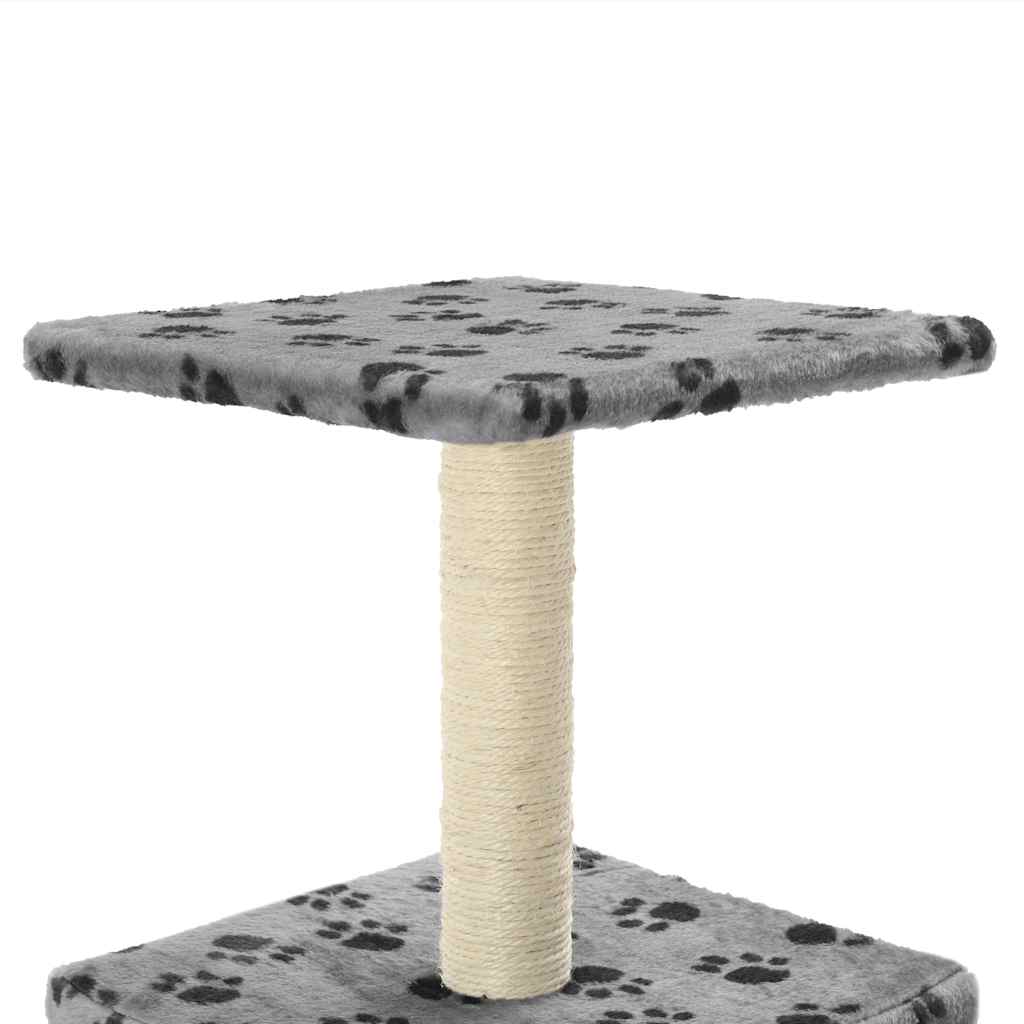 Cat scratching post with sisal scratching post 55 cm paw prints gray