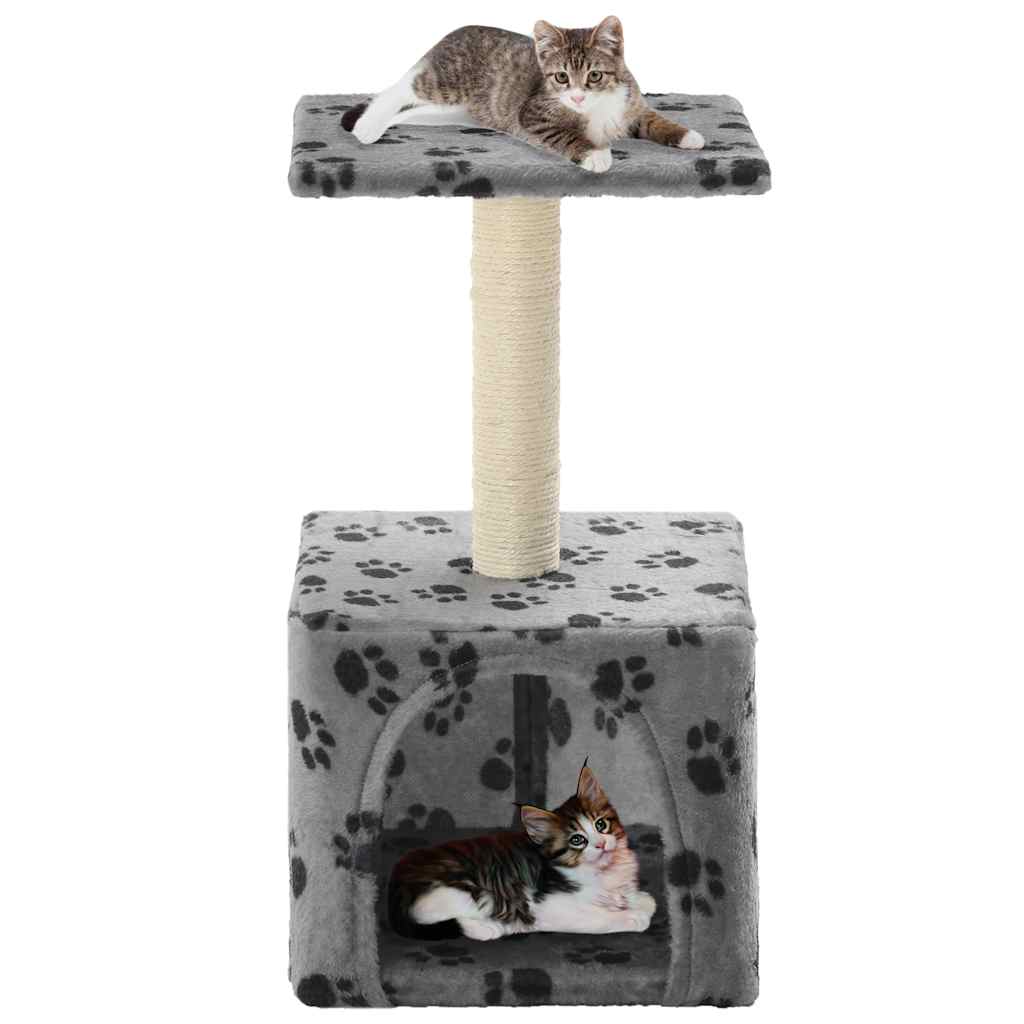 Cat scratching post with sisal scratching post 55 cm paw prints gray