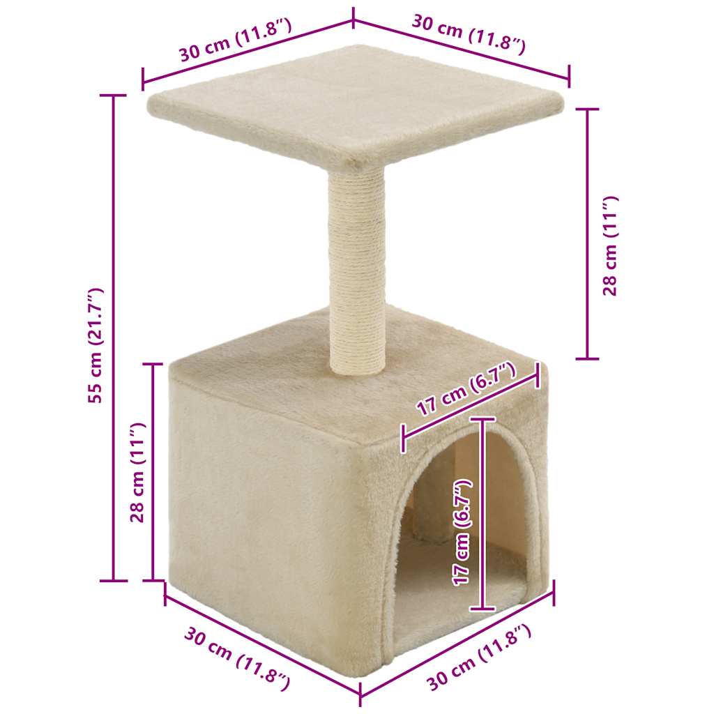 Cat scratching post with sisal scratching post 55 cm beige