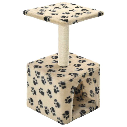 Cat scratching post with sisal scratching post 55 cm paw prints beige