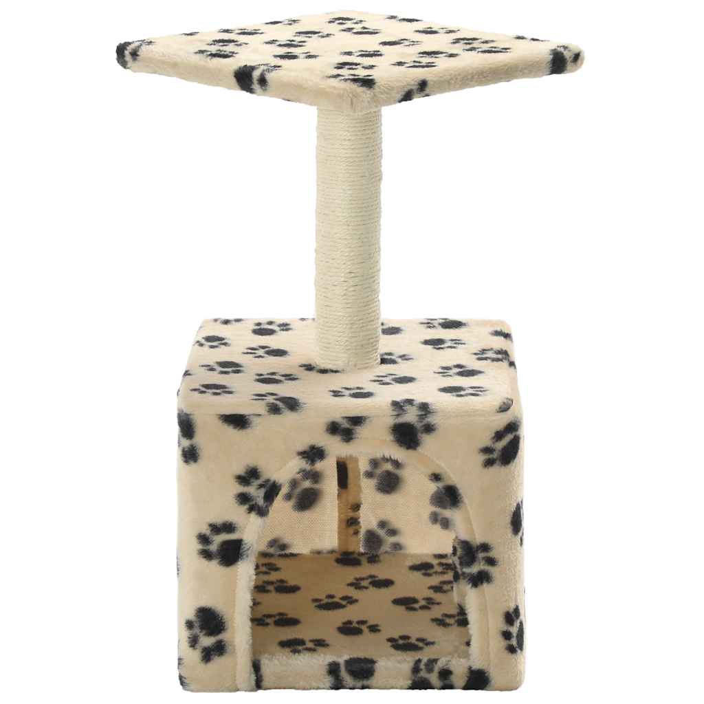 Cat scratching post with sisal scratching post 55 cm paw prints beige