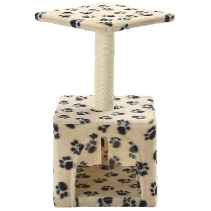 Cat scratching post with sisal scratching post 55 cm paw prints beige