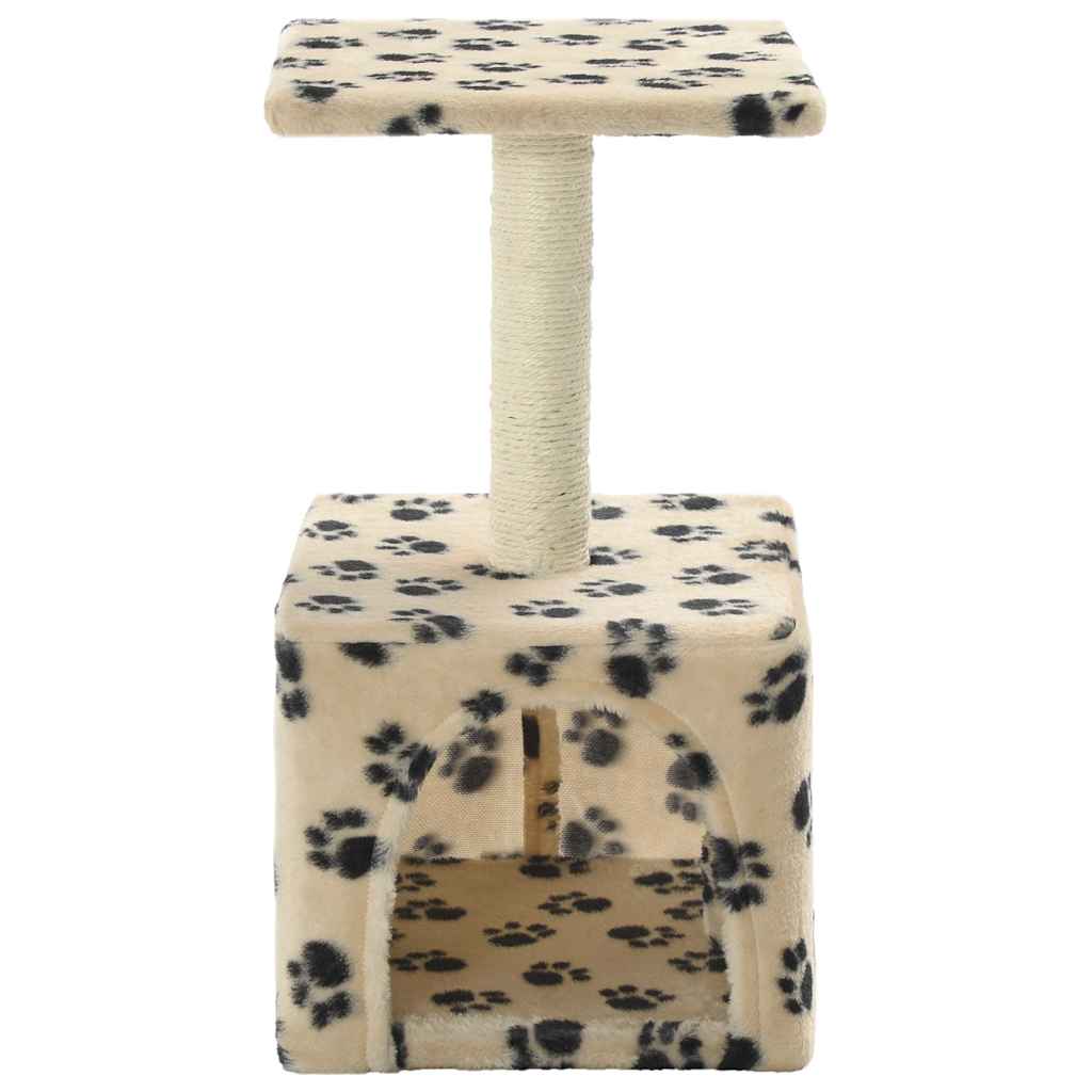 Cat scratching post with sisal scratching post 55 cm paw prints beige