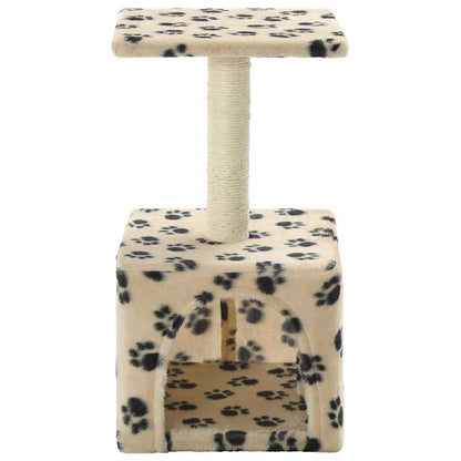 Cat scratching post with sisal scratching post 55 cm paw prints beige