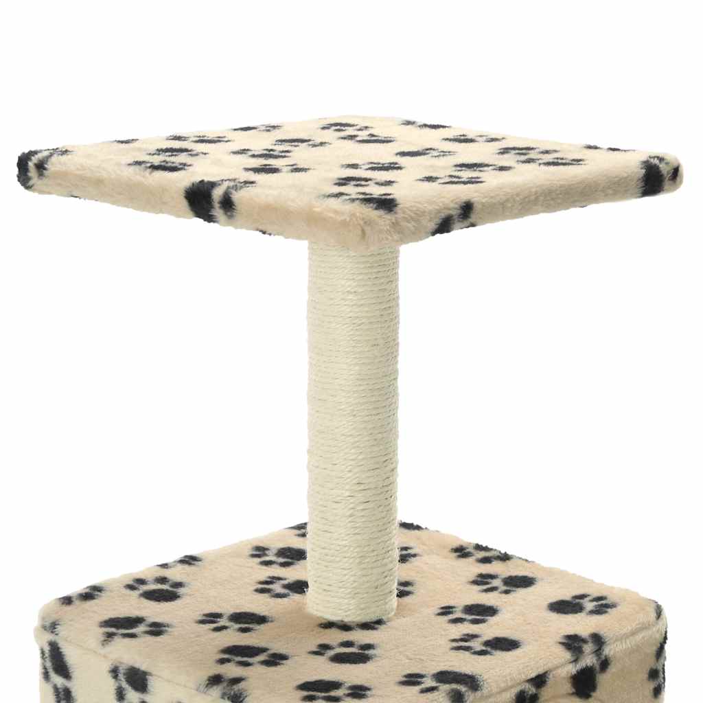 Cat scratching post with sisal scratching post 55 cm paw prints beige