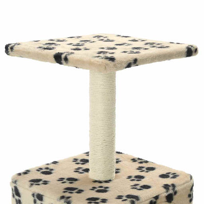 Cat scratching post with sisal scratching post 55 cm paw prints beige