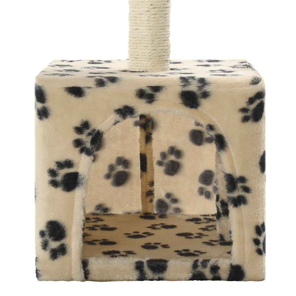 Cat scratching post with sisal scratching post 55 cm paw prints beige