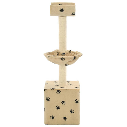 Cat scratching post with sisal scratching posts 105 cm paw prints beige