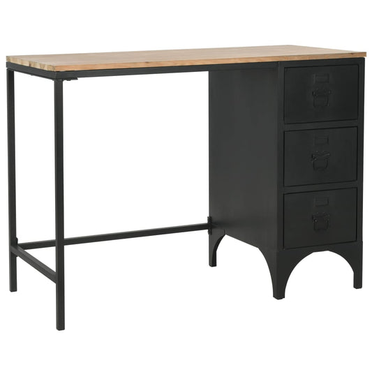 Desk 100x50x76 cm solid pine wood and steel