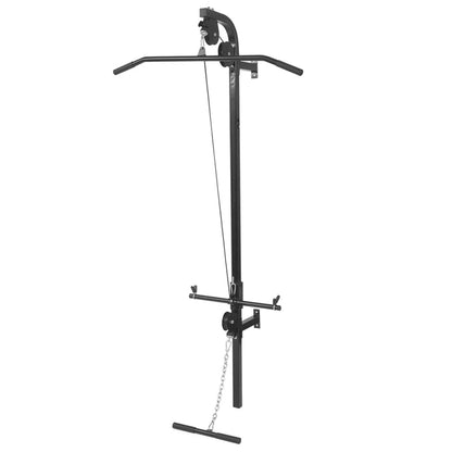 Wall-mounted power tower with 60.5 kg barbell set