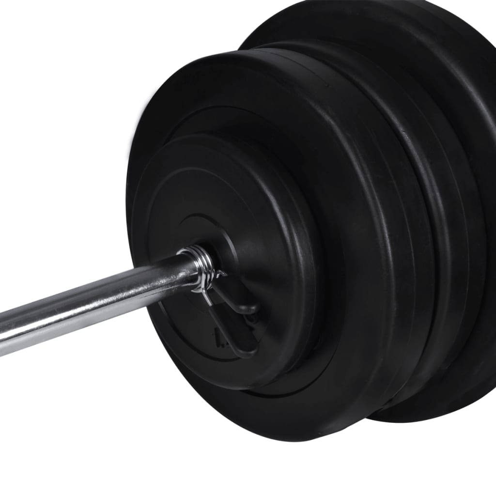 Wall-mounted power tower with 60.5 kg barbell set