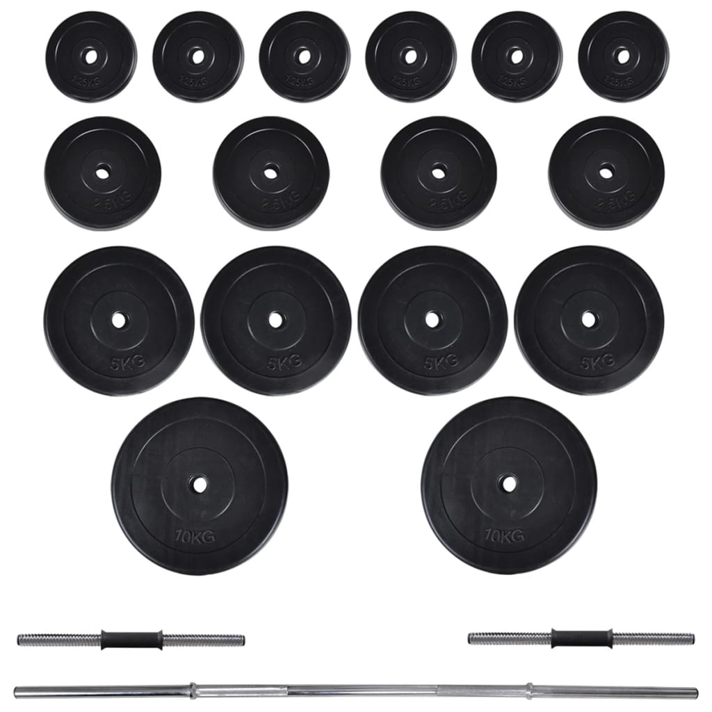 Wall-mounted power tower with 60.5 kg barbell set