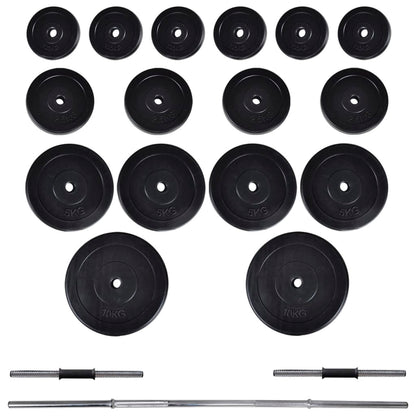 Wall-mounted power tower with 60.5 kg barbell set