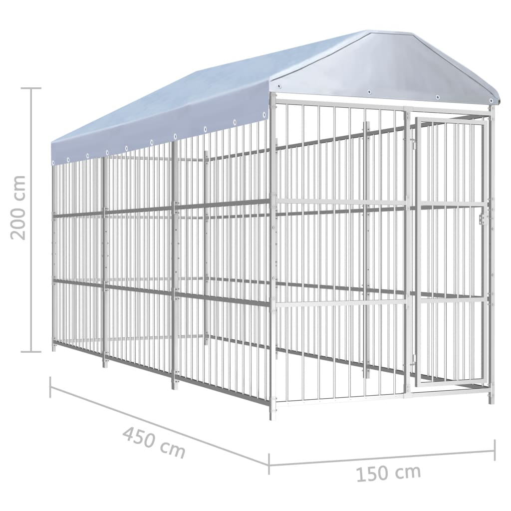 Hondenkennel voor buiten met dak 450x150x200 cm