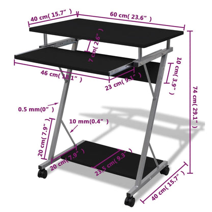 Student computer desk 60 x 40 x 74 cm (black)