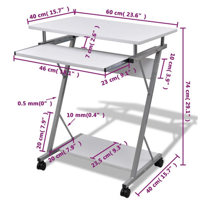 Student computer desk 60 x 40 x 74 cm (white)