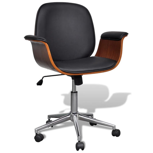 Office chair swivel bent wood and imitation leather