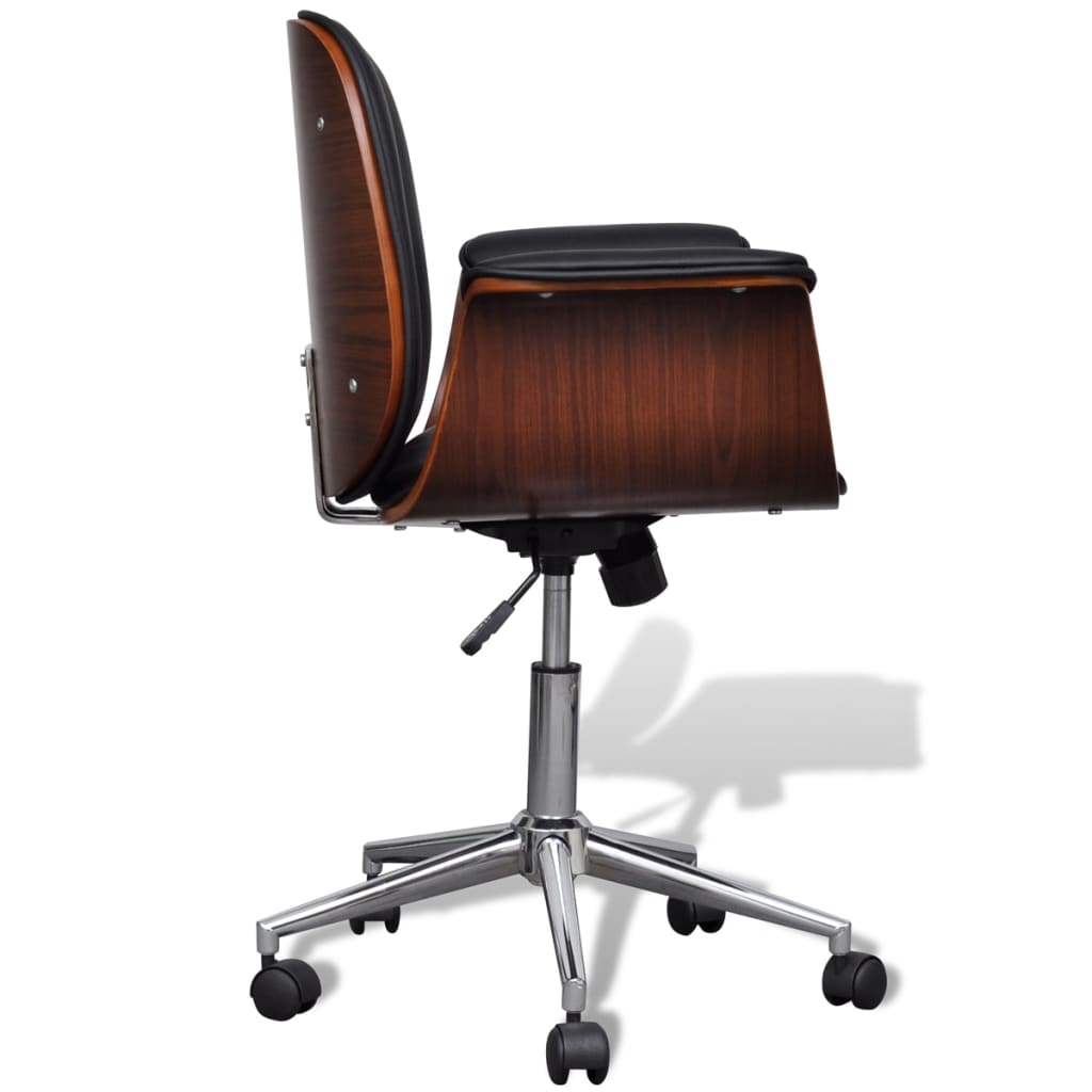 Office chair swivel bent wood and imitation leather