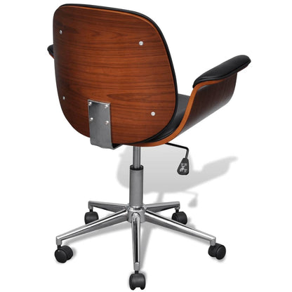 Office chair swivel bent wood and imitation leather