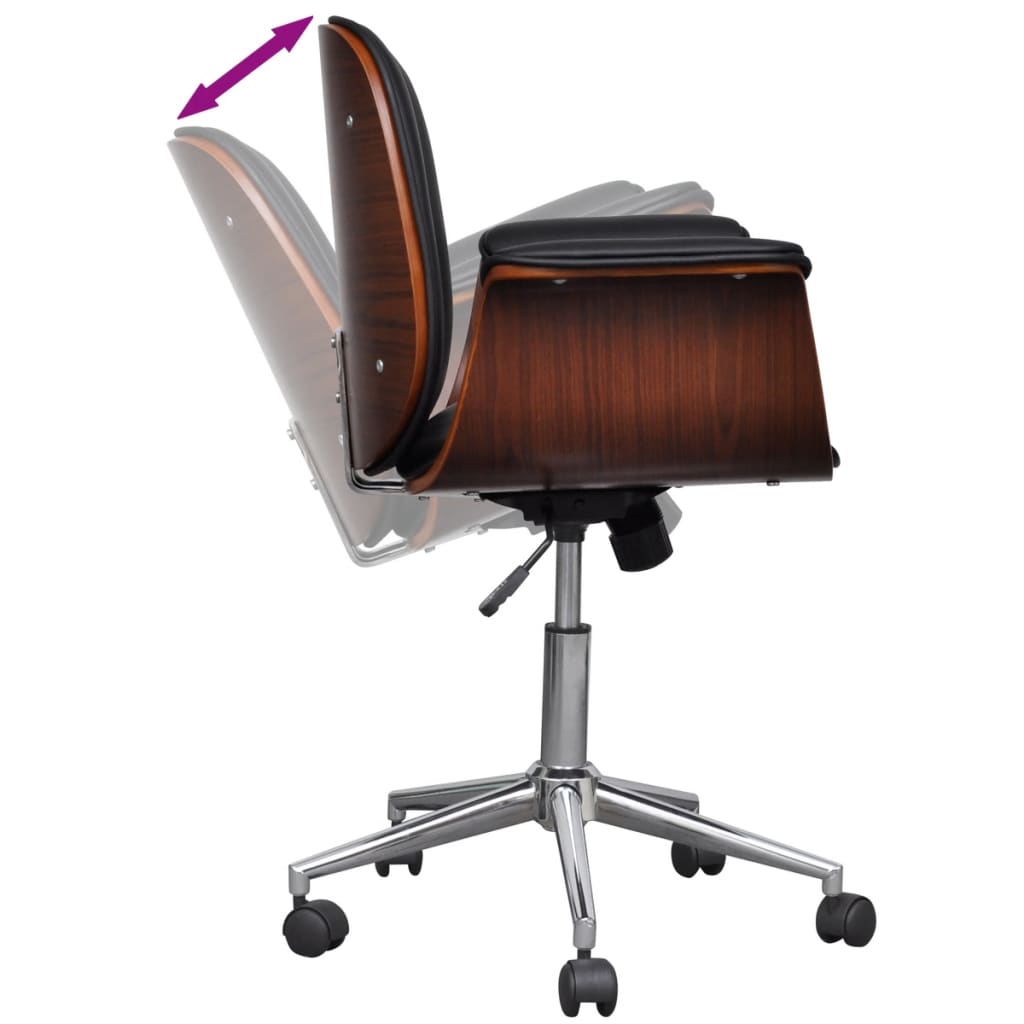Office chair swivel bent wood and imitation leather