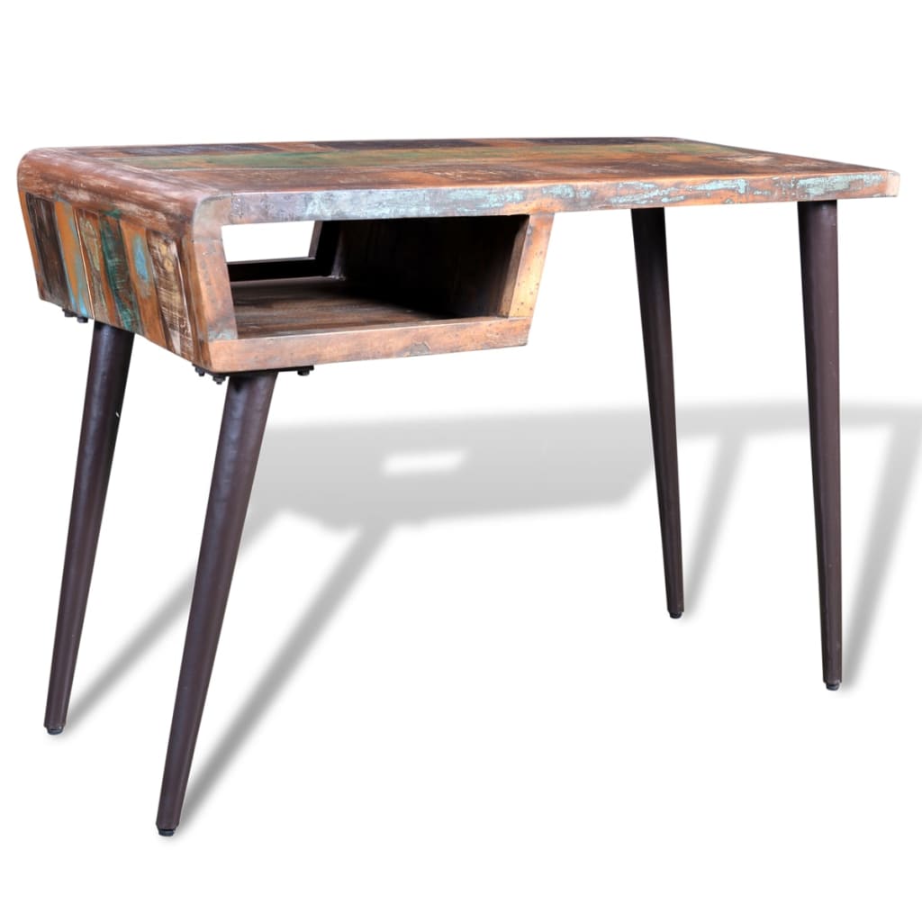 Desk with iron legs recycled wood