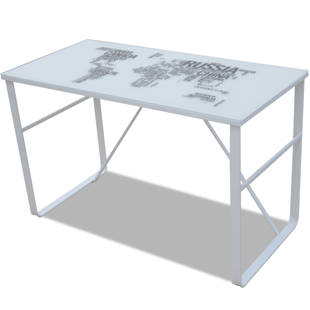 Desk with world map print (rectangular)
