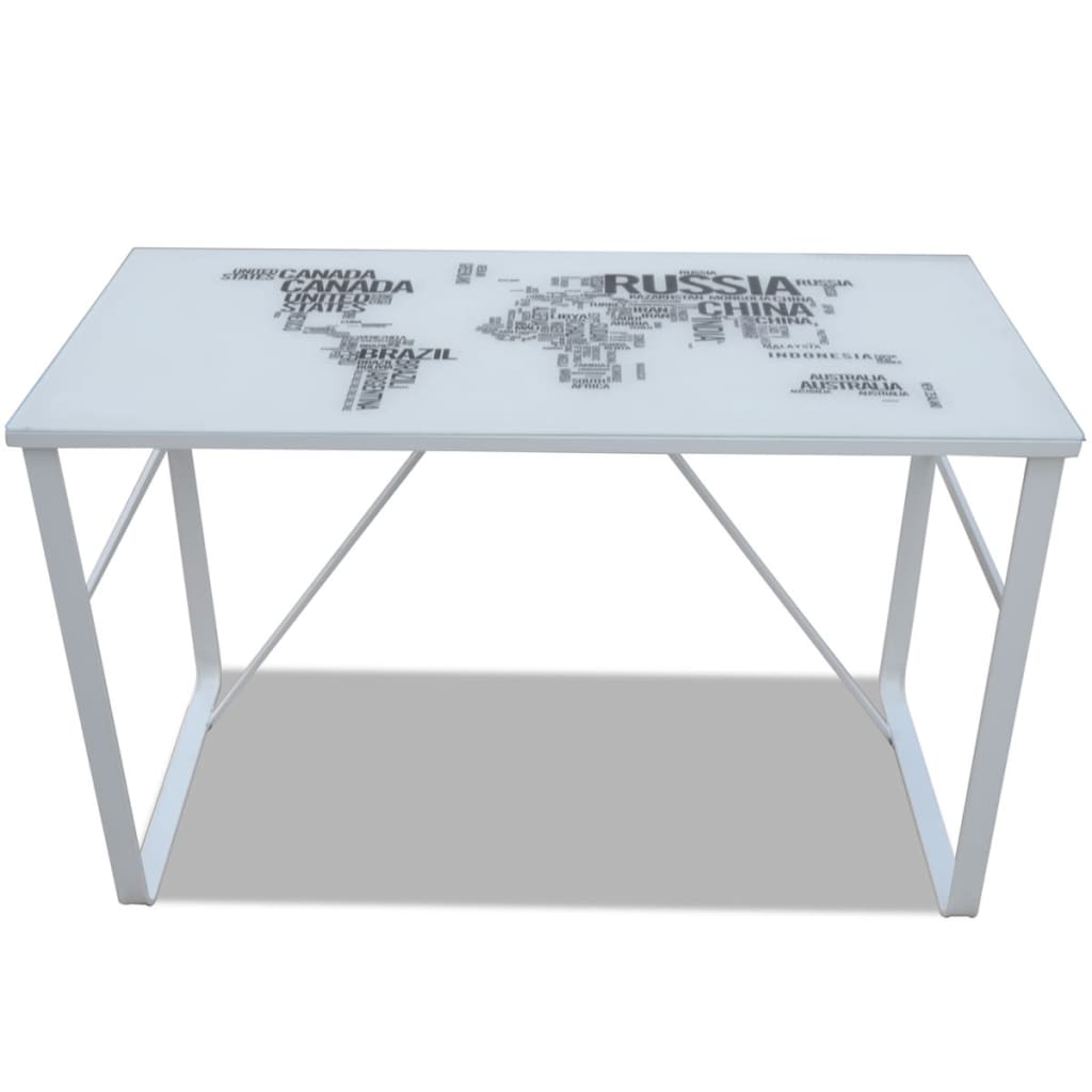 Desk with world map print (rectangular)
