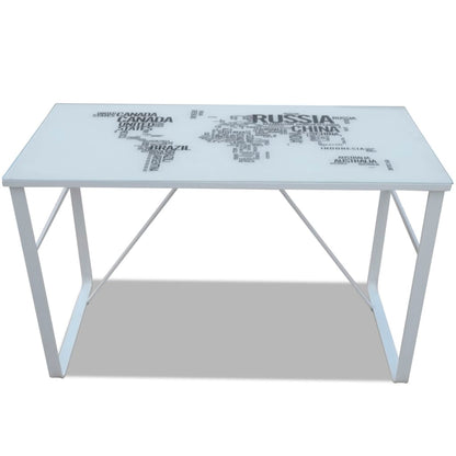 Desk with world map print (rectangular)