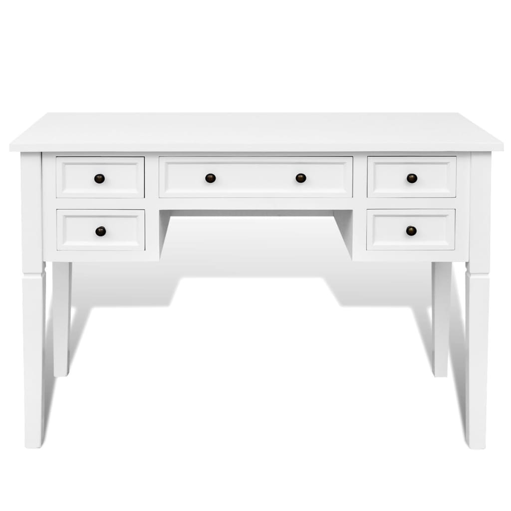 Writing desk with 5 drawers white