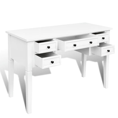 Writing desk with 5 drawers white