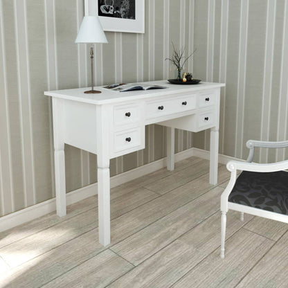 Writing desk with 5 drawers white